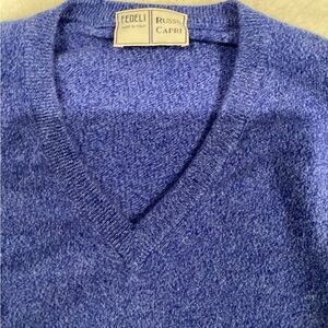 Fedeli Russo Capri Men's Royal Blue V-Neck Sweater